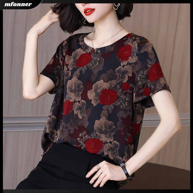 Áo Thun Tay Ngắn Cổ Tròn Dáng Rộng In Họa Tiết Kiểu Retro Thời Trang Cho Bạn Gái