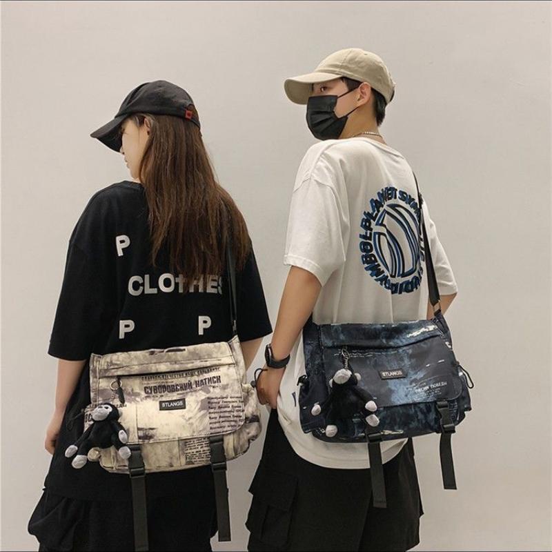 Túi đeo chéo nam nữ đi học đi chơi vải canvas size to, túi ulzzang đeo vai unisex thời trang rẻ đẹp OLUKA TĐV075