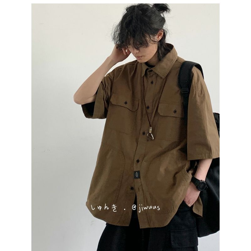 Áo Sơ Mi Ngắn Tay Phong Cách Retro Thời Trang Mùa Hè Cho Nam Nữ