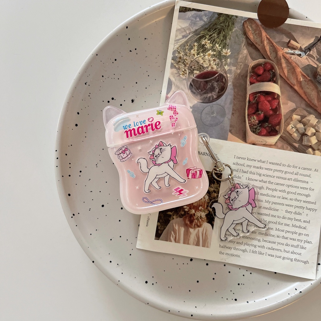 Vỏ Bảo Vệ Hộp Sạc Tai Nghe Bluetooth Airpods 1 / 2 / Pro / 3 Generation Pro2 Hình Tai Mèo Màu Hồng Dễ Thương