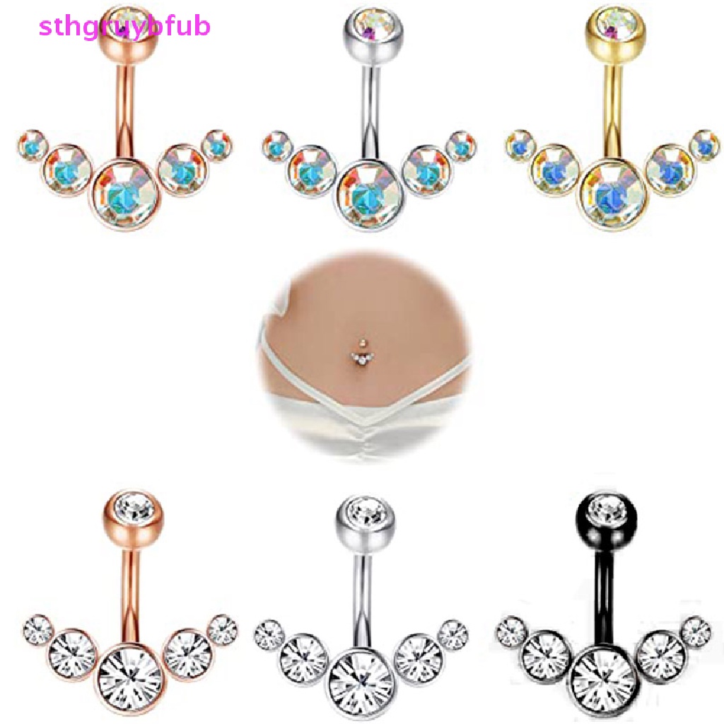Khuyên Rốn Dạng Thanh Tạ Đính Đá Zircon Cho Nữ