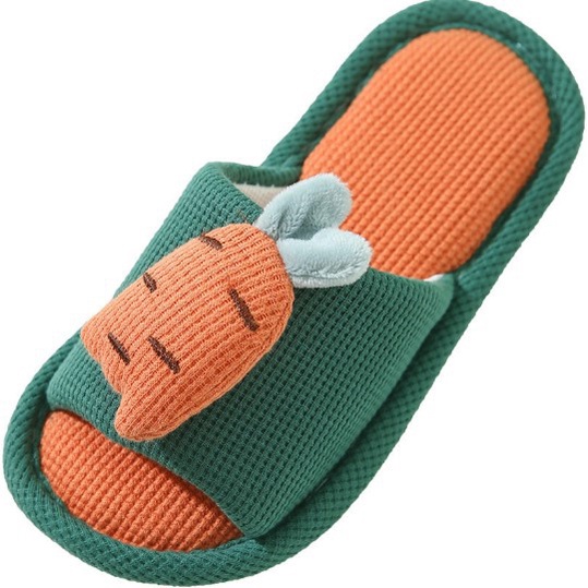 Dép Vải Lanh Đế Dày Chống Trượt Thoáng Khí Họa Tiết Hoạt Hình Xinh Xắn