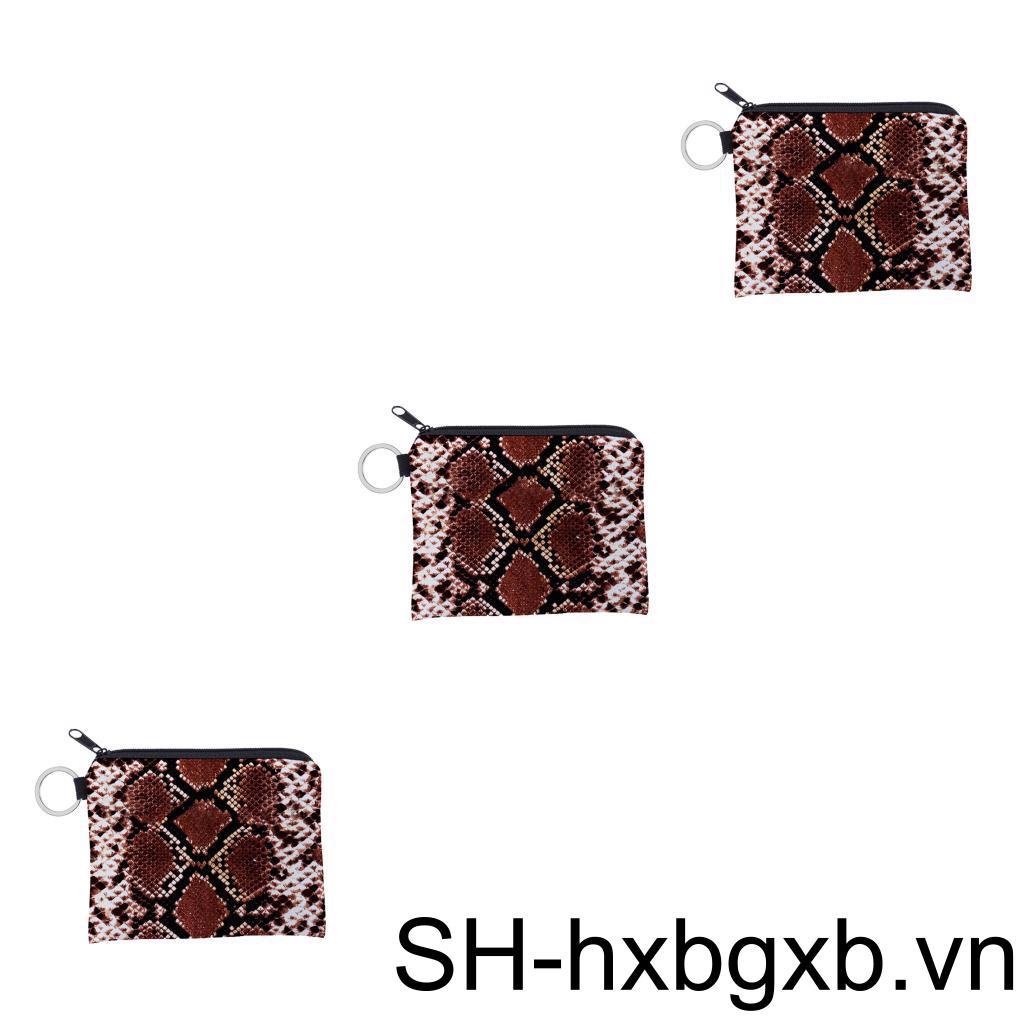 Ví Đựng Tiền Xu 1 / 2 / 3 / 5 Chang Họa Tiết Da Rắn Phong Cách Bohemia
