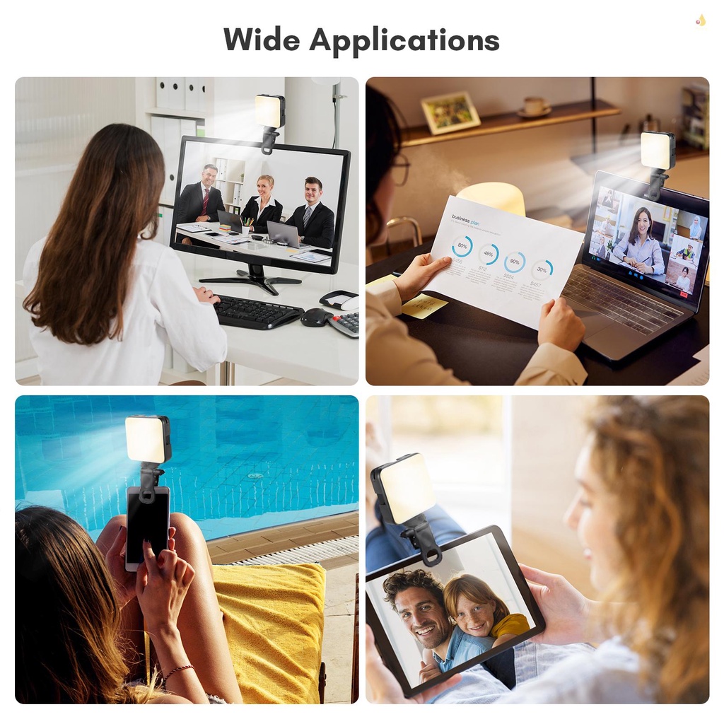 Đèn LED Mini Andoer W64 2500K-6500K Có Kẹp Gắn Điện Thoại Di Động / Máy Tính Bảng / Máy Chiếu Video Hỗ Trợ Quay Video Trực Tuyến