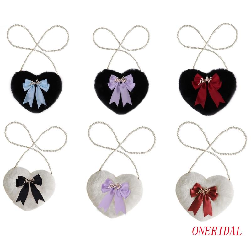 Túi Đeo Chéo Vai Bằng Vải Bông Họa Tiết Trái Tim Hoạt Hình Dễ Thương Phong Cách Lolita Dành Cho Nữ