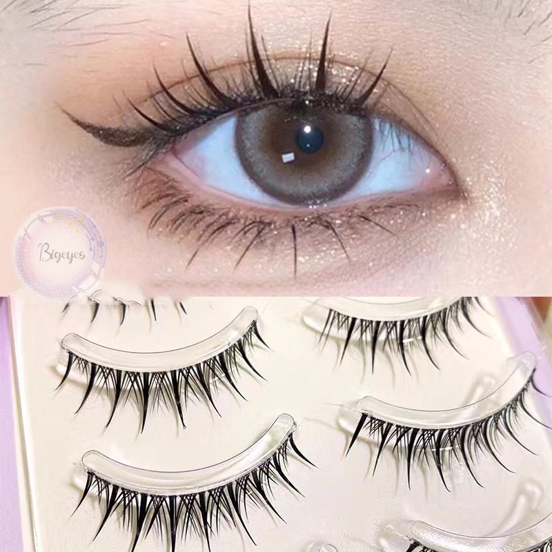 (Hàng Có Sẵn) Mengjieshangpin Set 5 Cặp Lông Mi Giả Ngắn Tự Nhiên Truyện Tranh 3D