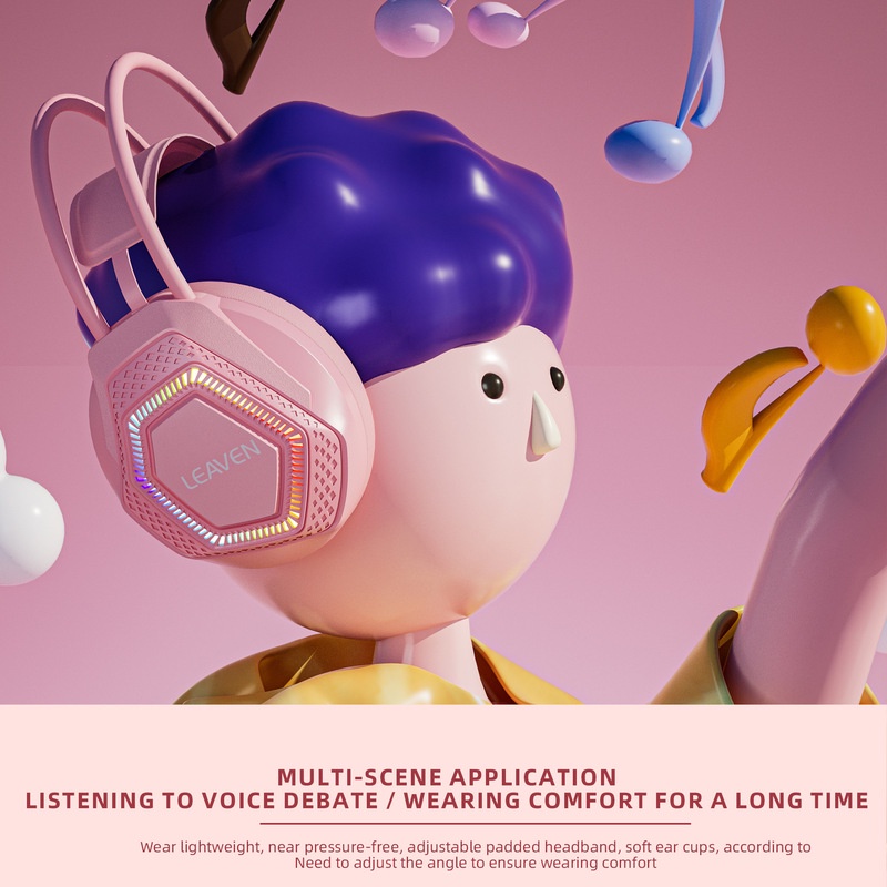 Tai Nghe Chơi Game Chống Ồn Có Dây Đeo Cổ Màu Hồng Macaroon G70 RGB Esports