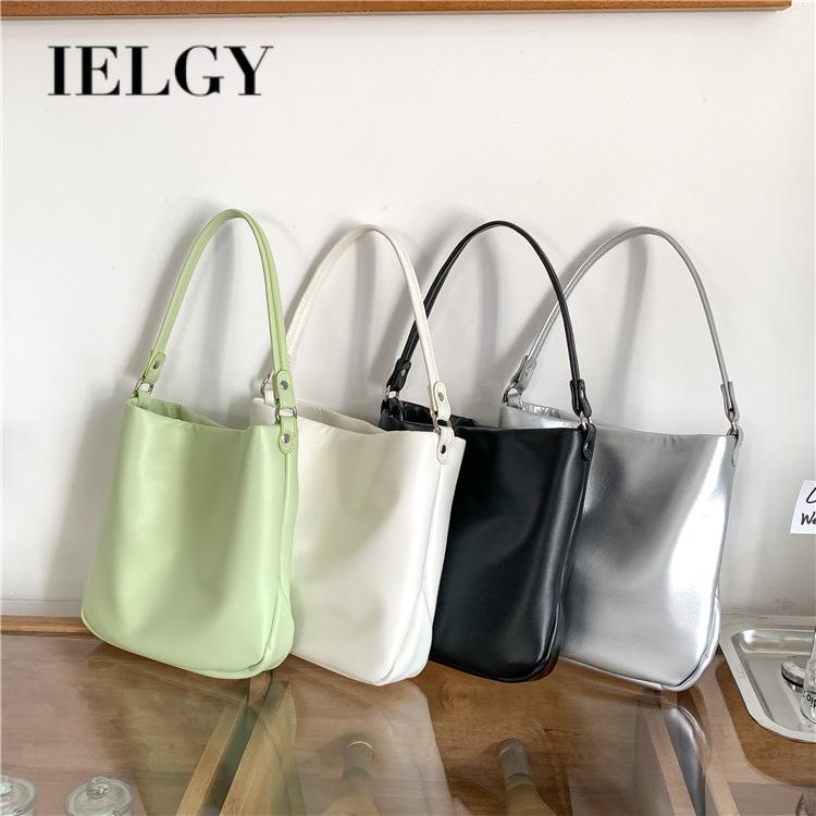 Túi Xách Da PU Sức Chứa Lớn Màu Bạc Thời Trang Cho Nữ