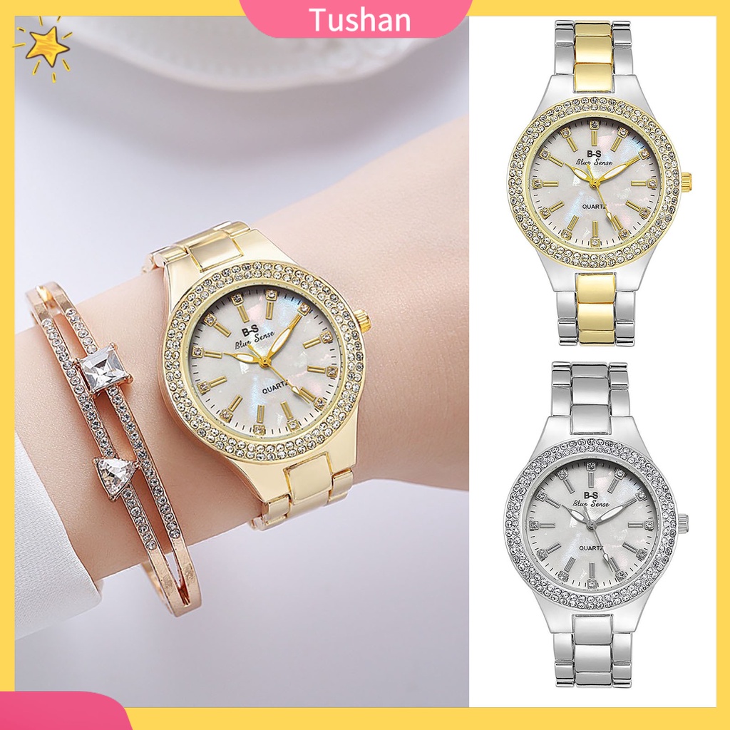 Đồng Hồ Đeo Tay Mặt Tròn Đính Đá Lấp Lánh Thời Trang Cho Nữ