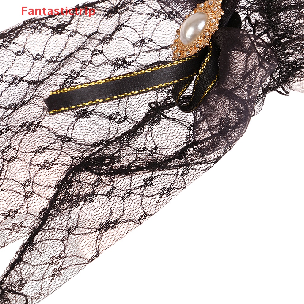 1 Đôi Găng Tay Lưới Đính Hoa Trắng Đen Phong Cách Lolita Mới