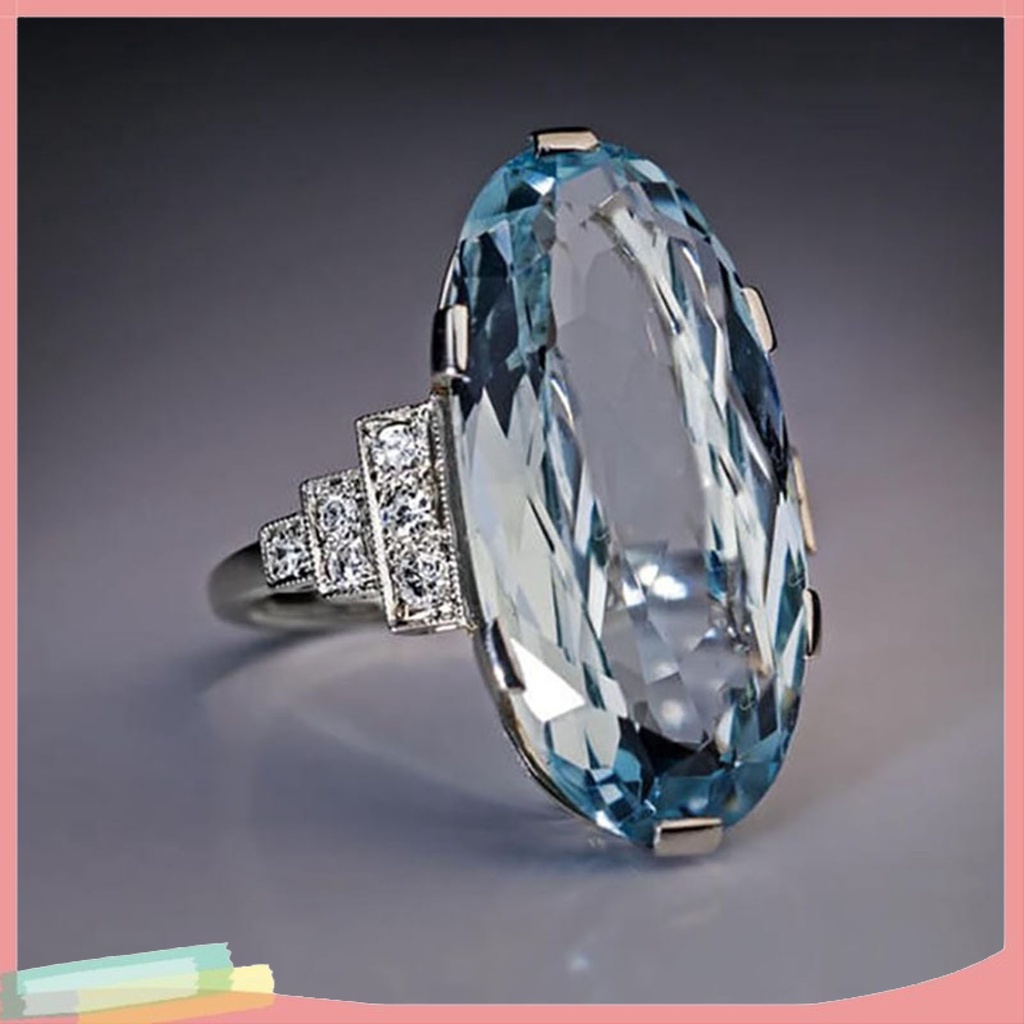 Nhẫn Đeo Ngón Tay Trong Suốt Trọng Lượng Nhẹ Hình Oval Màu Xanh Dương