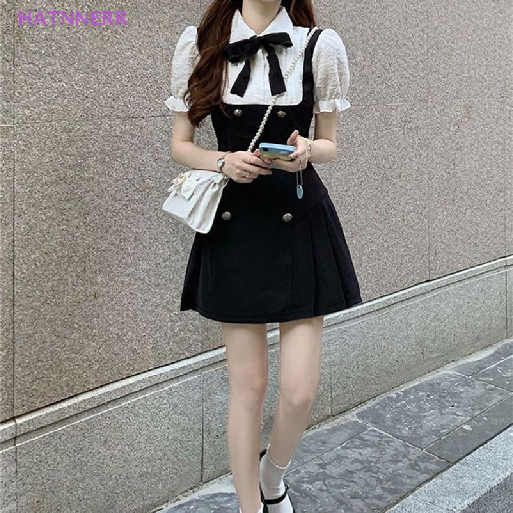 Đầm Mini Giả Hai Lớp Tay Phồng Phong Cách Pháp Thanh Lịch Cho Nữ FHS