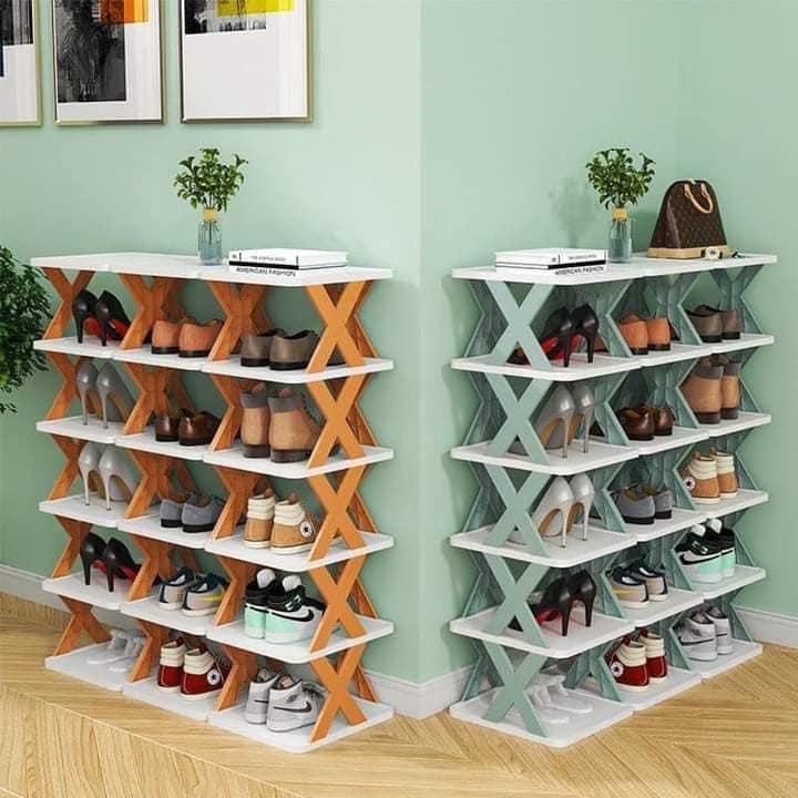 Kệ Để Giày Dép Đa Năng Dễ Tháo Lắp 5 Tầng Hot 2022, Kệ Trang Trí Decor Chữ X Hiện Đại Chất Liệu Nhựa PVC Cao Cấp