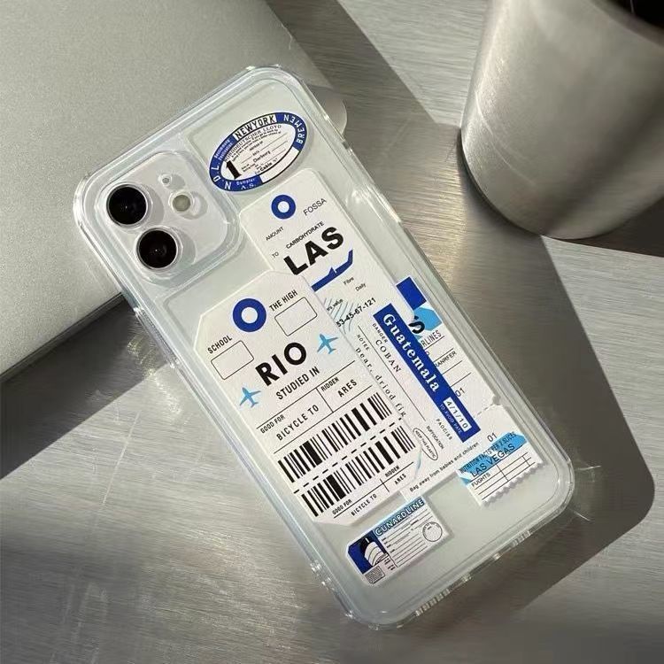 ✅Ốp Điện Thoại Mềm Trong Suốt Họa Tiết Vé Máy Bay Cho Iphone 14 / 8p / 7 XS1113 / Promax 12 XR 5TGX