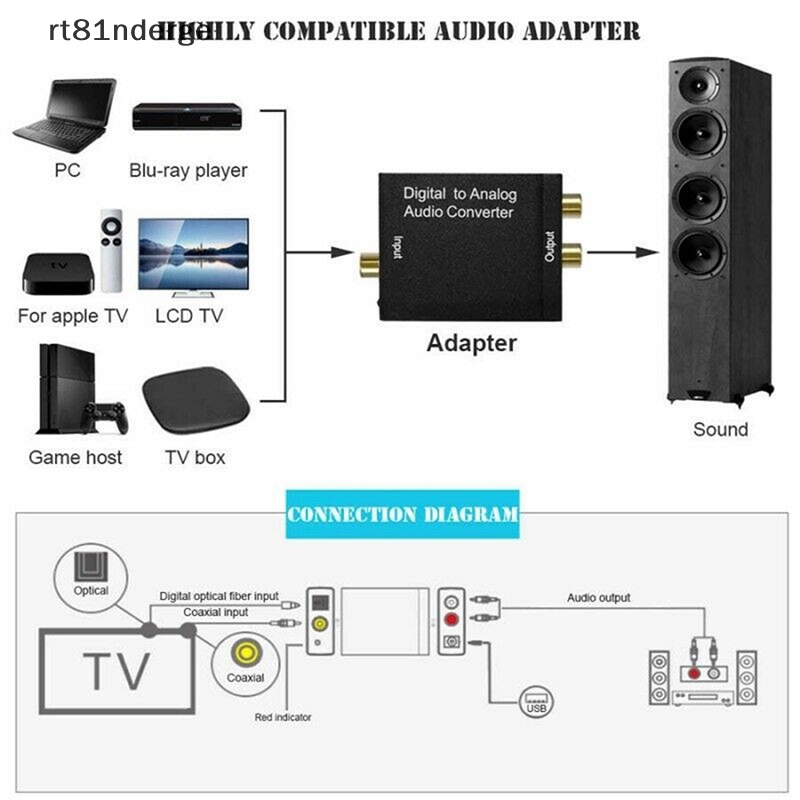 Bộ Chuyển Đổi Quang Học Toslink Digital Sang Ana RCA L / R n