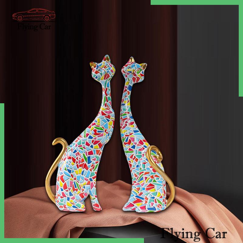 Set 2 Tượng Mèo Bằng Nhựa Resin Trang Trí Phòng Khách