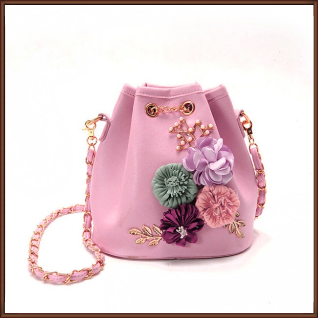 Túi Xách Rút Dây Họa Tiết Hoa Thời Trang Cho Nữ