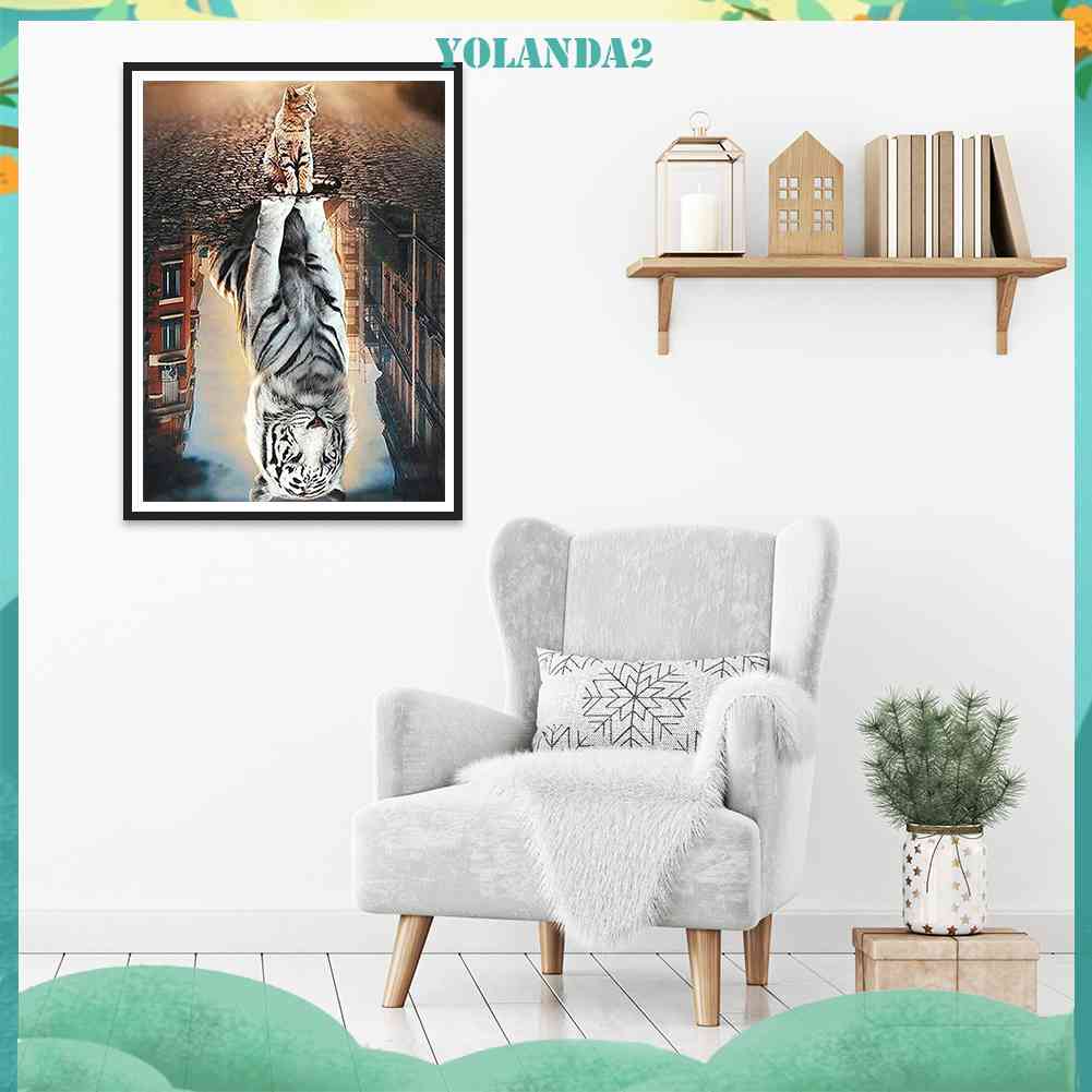 Tranh Đính Đá Kim Cương Toàn Bộ 5D DIY Hình Vẽ Mèo / Hổ