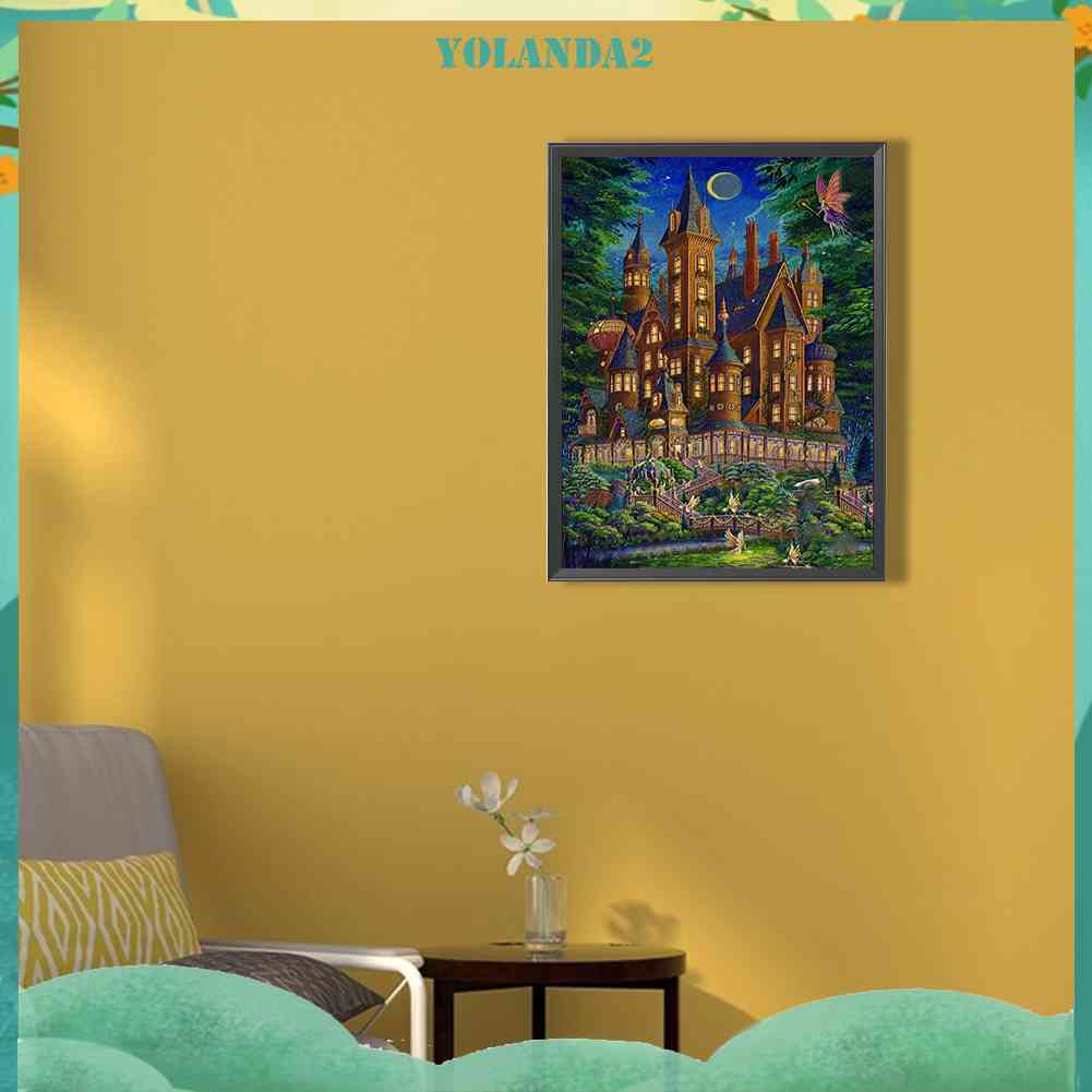 Tranh Đính Đá Kim Cương Toàn Bộ 5D DIY Hình Lâu Đài