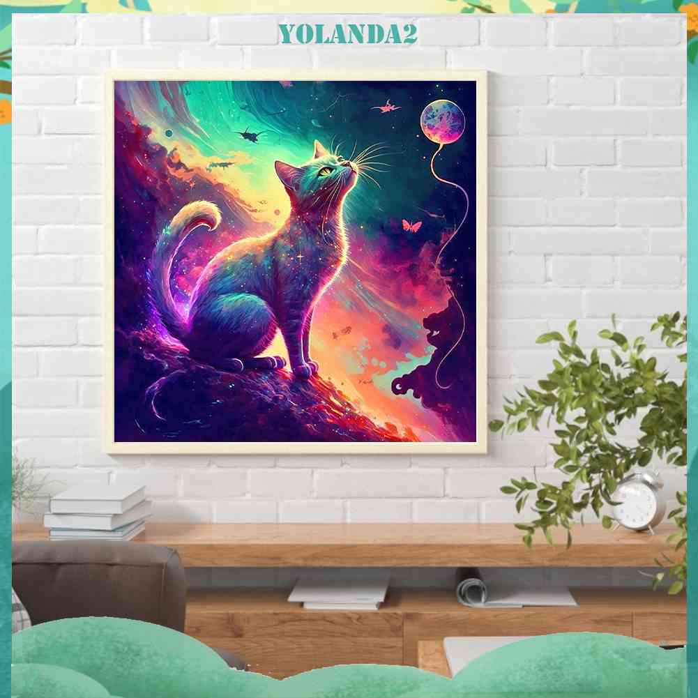 Tranh Đính Đá Kim Cương Toàn Bộ 5D DIY Hình Vẽ Mèo Trang Trí Nhà Cửa