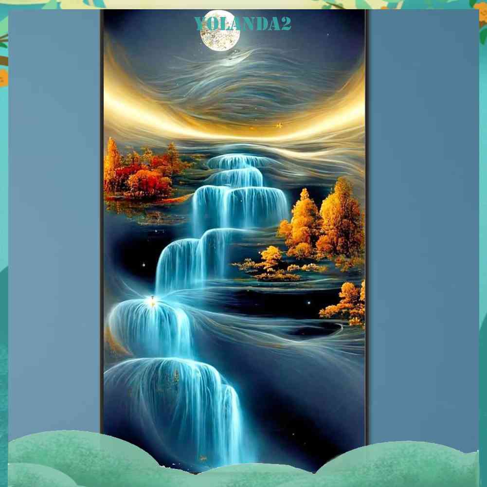 Tranh Đính Đá Kim Cương Toàn Bộ 5D DIY Hình Thác Nước