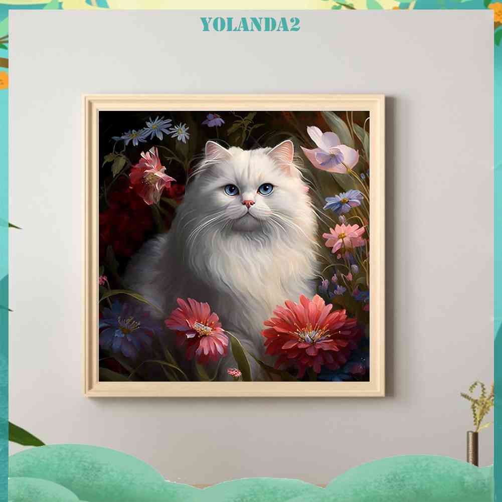 Tranh Đính Đá Kim Cương Toàn Bộ 5D DIY Hình Vẽ Mèo Trang Trí Nhà Cửa