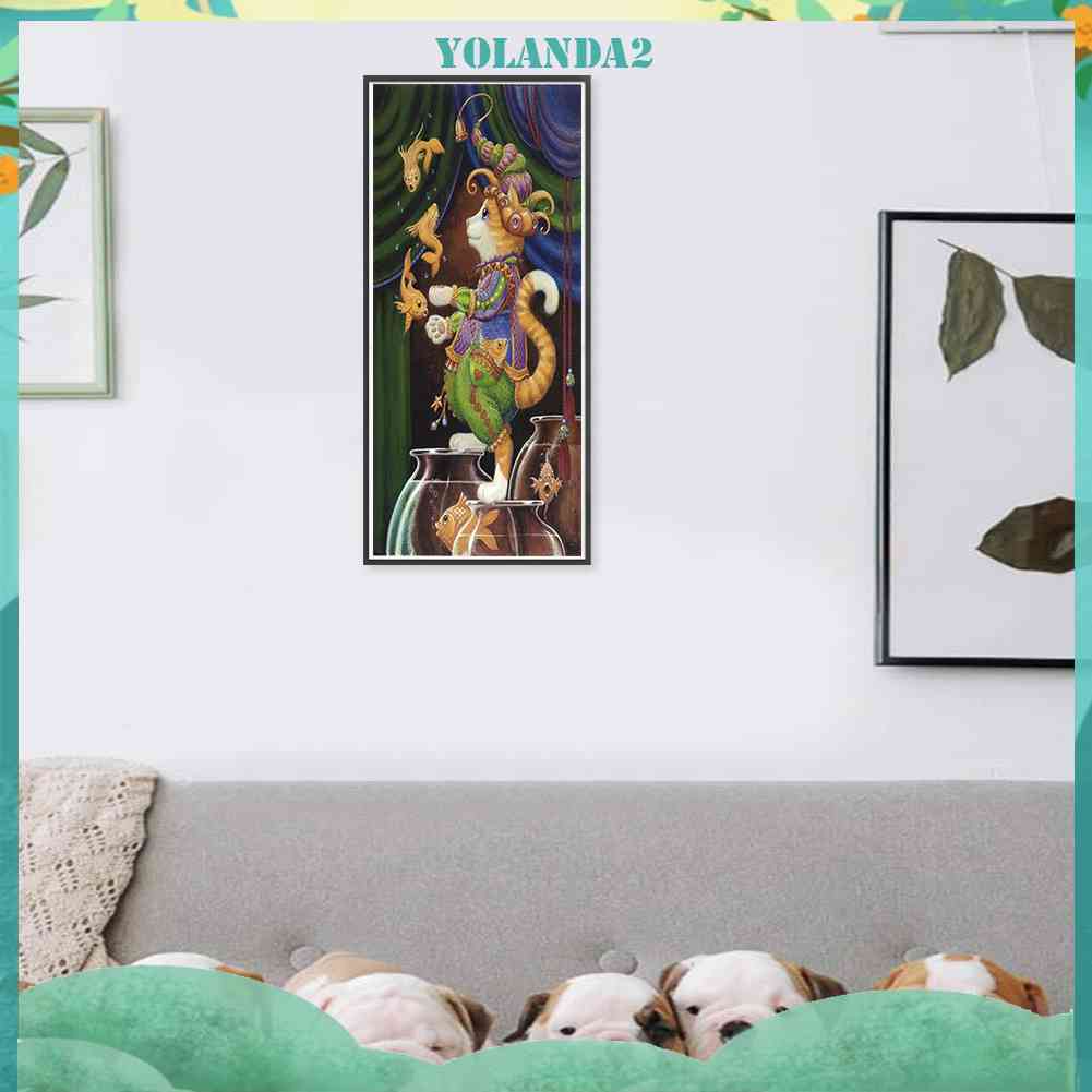 Tranh Đính Đá Kim Cương Toàn Bộ 5D DIY Hình Vẽ Mèo Trang Trí Nhà Cửa