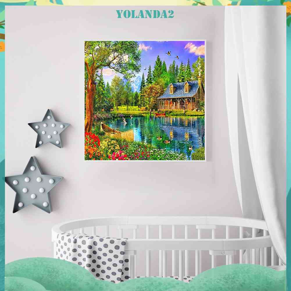 Tranh Đính Đá Kim Cương Toàn Bộ 5D DIY Hình Vẽ Bên Hồ Nước