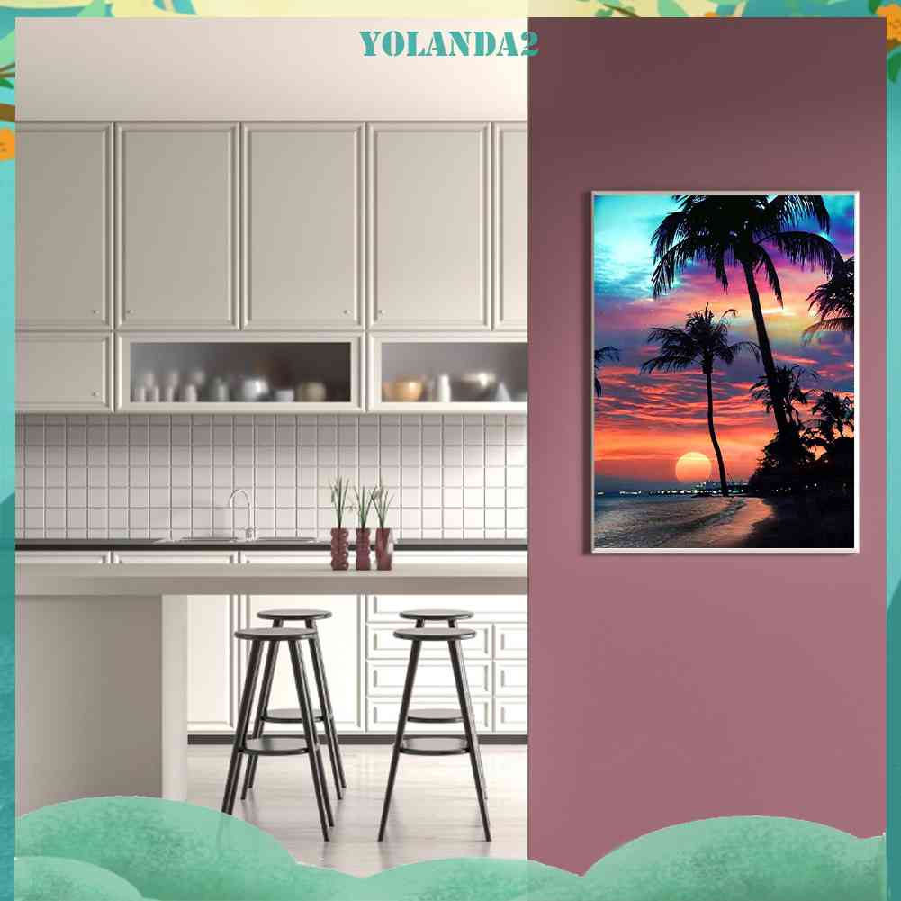 Bộ Tranh Đính Đá 5D Toàn Diện Họa Tiết Bãi Biển Độc Đáo DIY Dùng Trang Trí Nhà Cửa