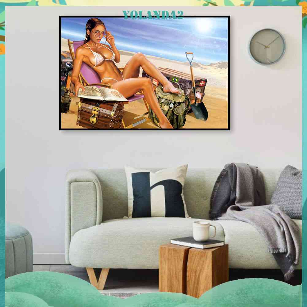 Tranh Đính Đá Kim Cương Toàn Bộ 5D DIY Hình Vẽ Người Đẹp Trang Trí Nhà Cửa