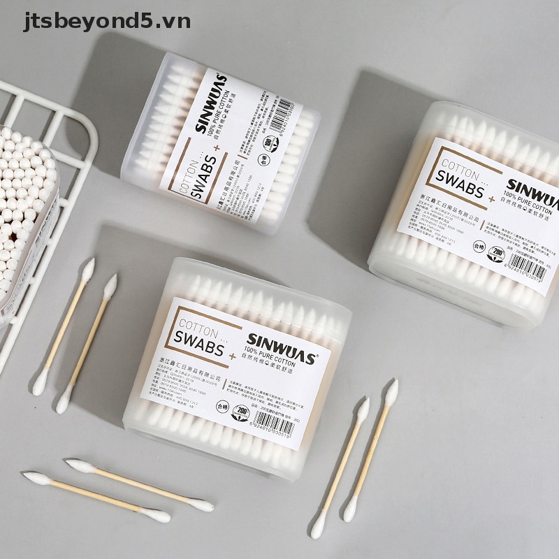 JY 100/200PCS dùng một lần nhà kép đầu tai làm sạch trang điểm Bông Swabs Chồi ..