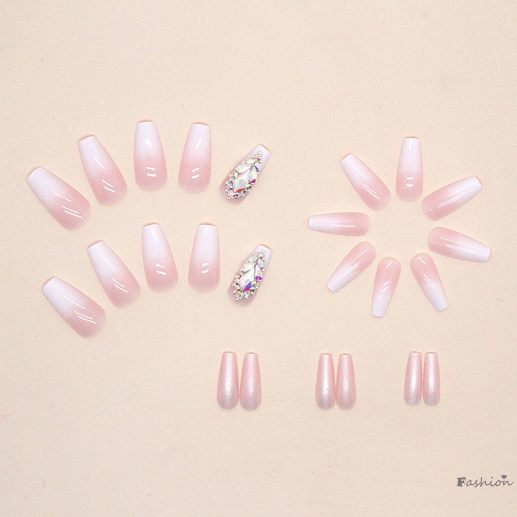 Toàn Bộ Bộ Móng Tay Giả Màu Hồng Gradient Dùng Để Múa Ba Lê