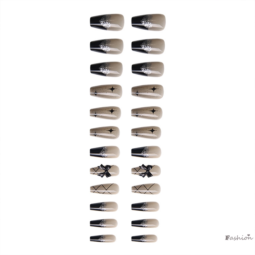 Móng Tay Giả Màu Đen Trơn Trong Suốt Cho Nữ