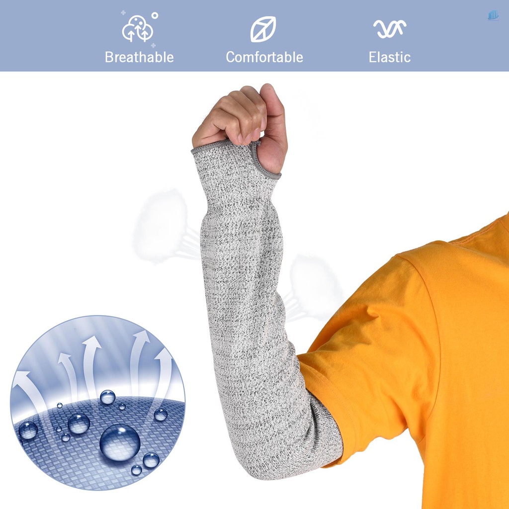 1 Cặp Ống Bảo Vệ Cánh Tay An Toàn Chống Cắt 45cm Cấp 5 Có Lỗ Xỏ Ngón Tay An Toàn Cho Sân Vườn