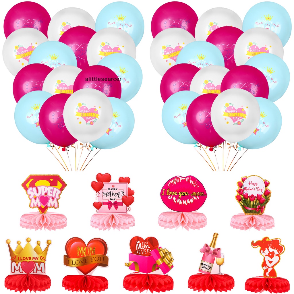 Set 39 Bong Bóng Cao Su Tổ Ong 12 Inch Dùng Trang Trí Tiệc Ngày Của Mẹ