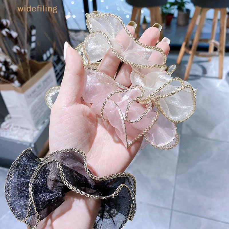 Dây Cột Tóc Bản Rộng Co Giãn Đính Đá Hình Nơ Xinh Xắn Cho Nữ