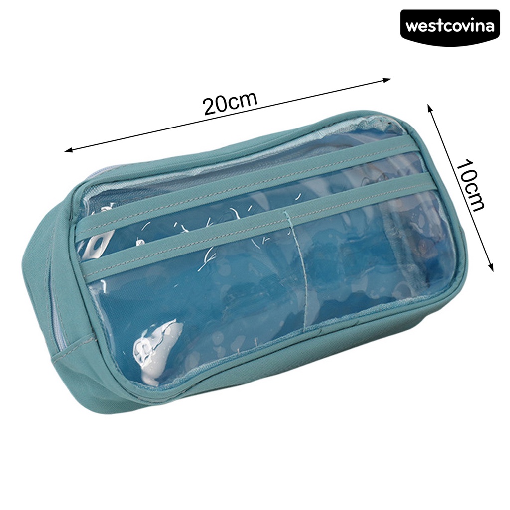 [COD]♪Túi Đựng Bút Trong Suốt Nhiều Ngăn Có Khóa Kéo Tiện Dụng