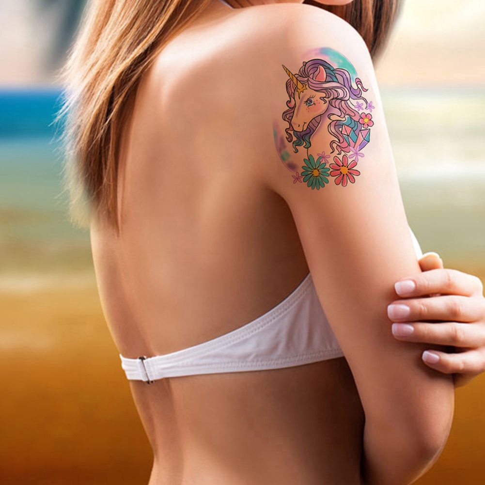 Hình Xăm Dán Tạm Thời Hình Kỳ Lân Chống Nước Có Thể Tháo Rời