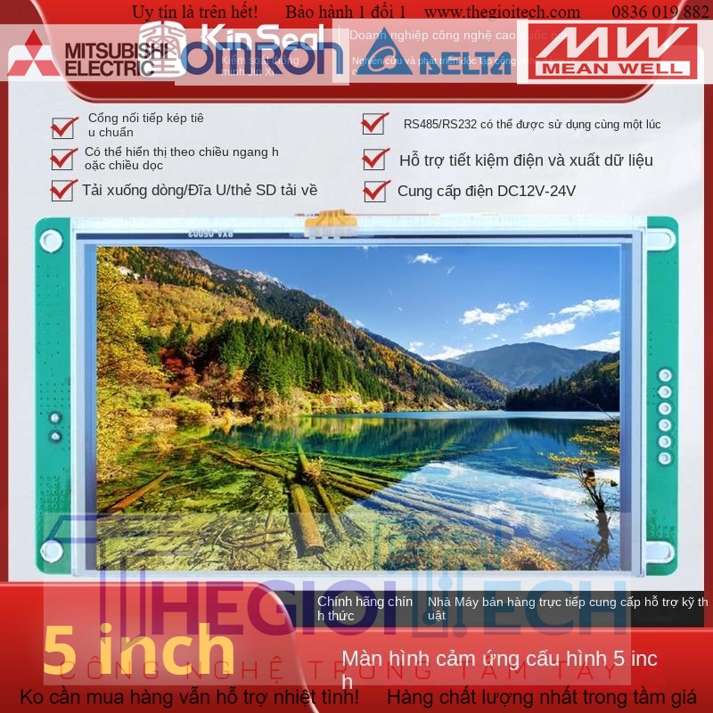 Màn hình HMI Kinseal 5 inch AMZ050 trần không vỏ, màn hình cảm ứng điều khiển công nghiệp nhiều loại PLC, có Macro - kèm cáp nạp