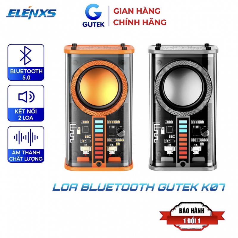 Loa Bluetooth K07 Gutek K07 mini Có Đèn LED (Bảo Hành 12 Tháng)