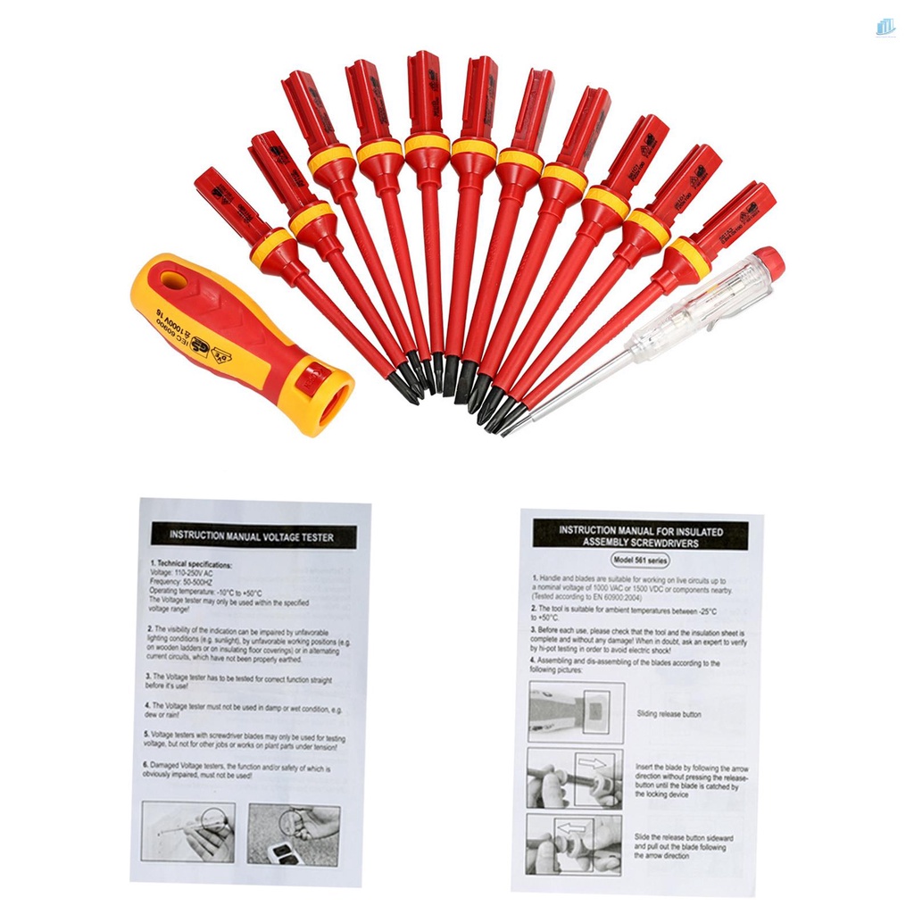 Bộ 13 Tuốc Nơ Vít Cách Điện 1000V Phillips Pozidriv Torx Bits