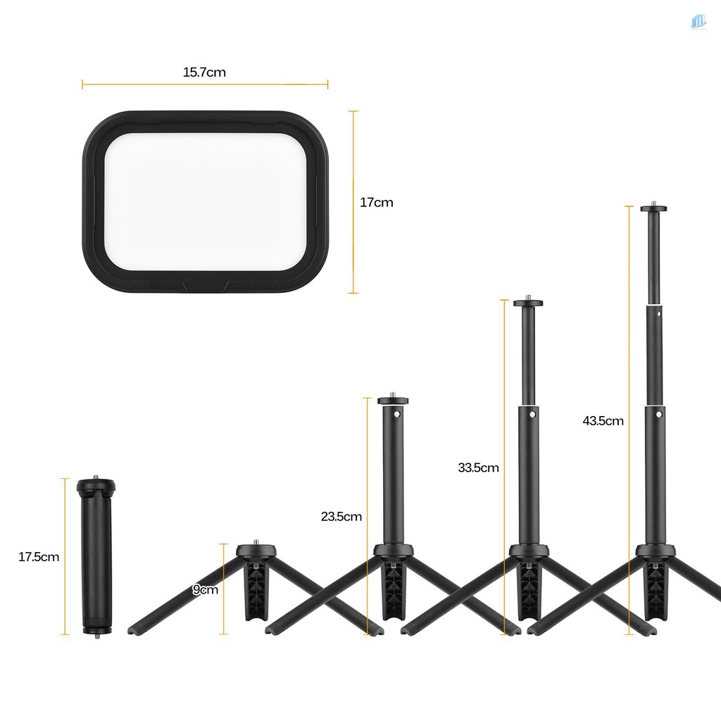 Bộ Đèn LED Chiếu Sáng Andoer PH-04 2 * 5600K USB + 2 Chân Tripod + 2 Đầu Bi Kim Loại + Bộ Lọc Màu Đỏ / Vàng / Bl