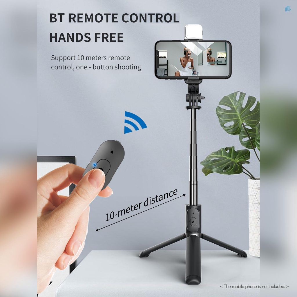 Gậy Tự Sướng Bluetooth Không Dây Đa Năng Có Thể Mở Rộng Kèm Đèn Led 104.5cm Điều Khiển Từ Xa Dài Cho Máy Ảnh Vlog Video Sel