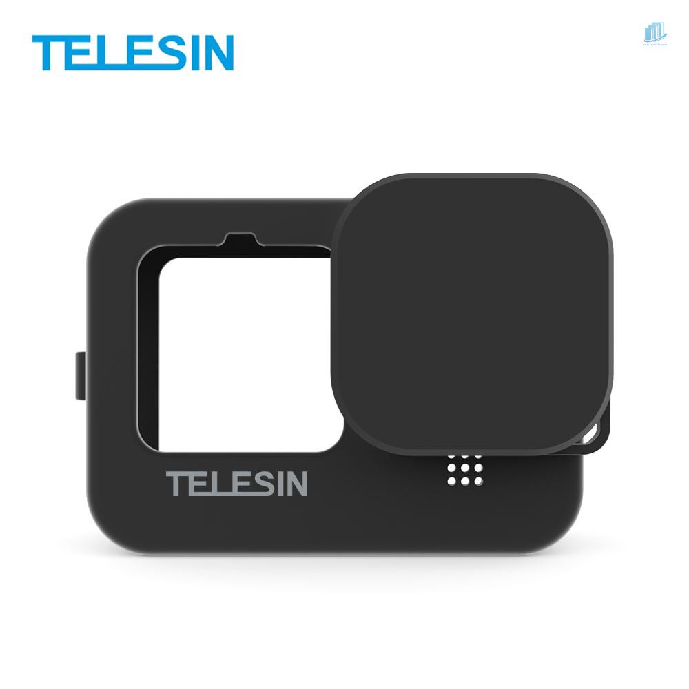 TELESIN Vỏ Bảo Vệ Máy Ảnh Bằng Silicon Dẻo Màu Đen Kèm Nắp Lens Thay Thế Tiện Dụng Cho smartwatchinone Tel Resin Action 9 10