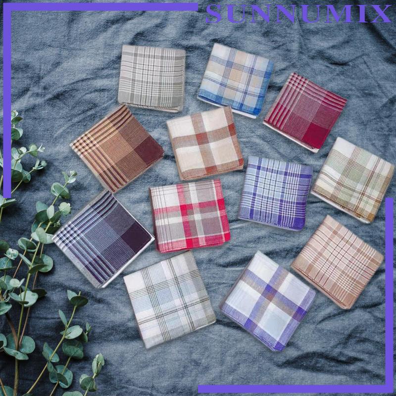 Khăn Tay Cotton x Họa Tiết Sọc Caro Thanh Lịch Cho Nam