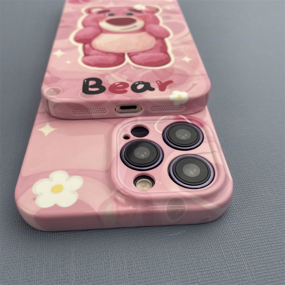 Ốp Điện Thoại Họa Tiết Chú Gấu Và Dâu Tây Dễ Thương Cho Iphone1314pro11 8 xsmax plus12