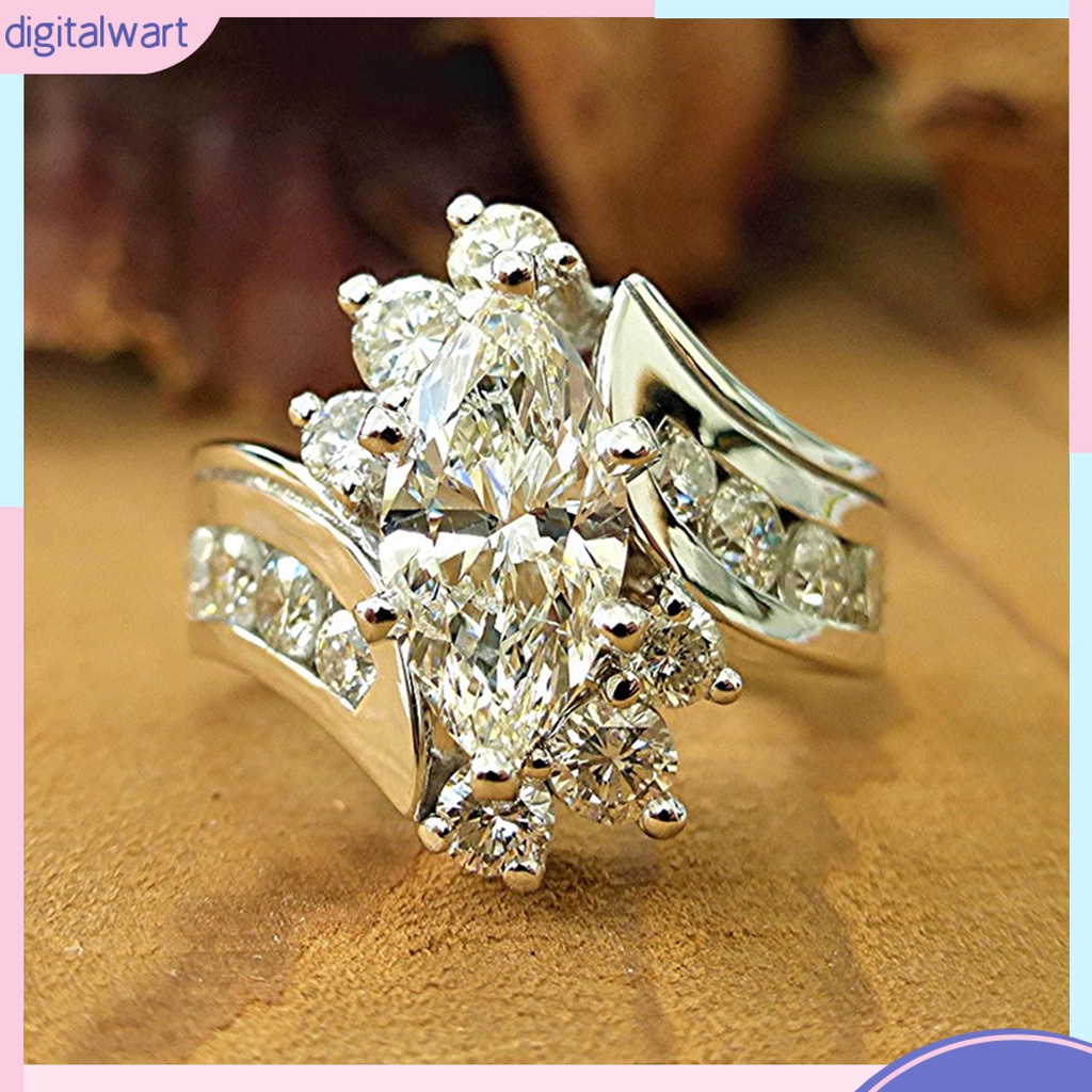 Nhẫn Đính Đá Zircon Lấp Lánh Thời Trang Không Gây Kích Ứng Dễ Sử Dụng