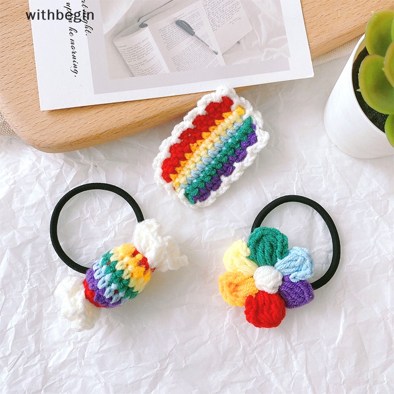 Kẹp Tóc Đan Len Thủ Công Hình Hoa Mưa Dễ Thương Cho Bé Gái