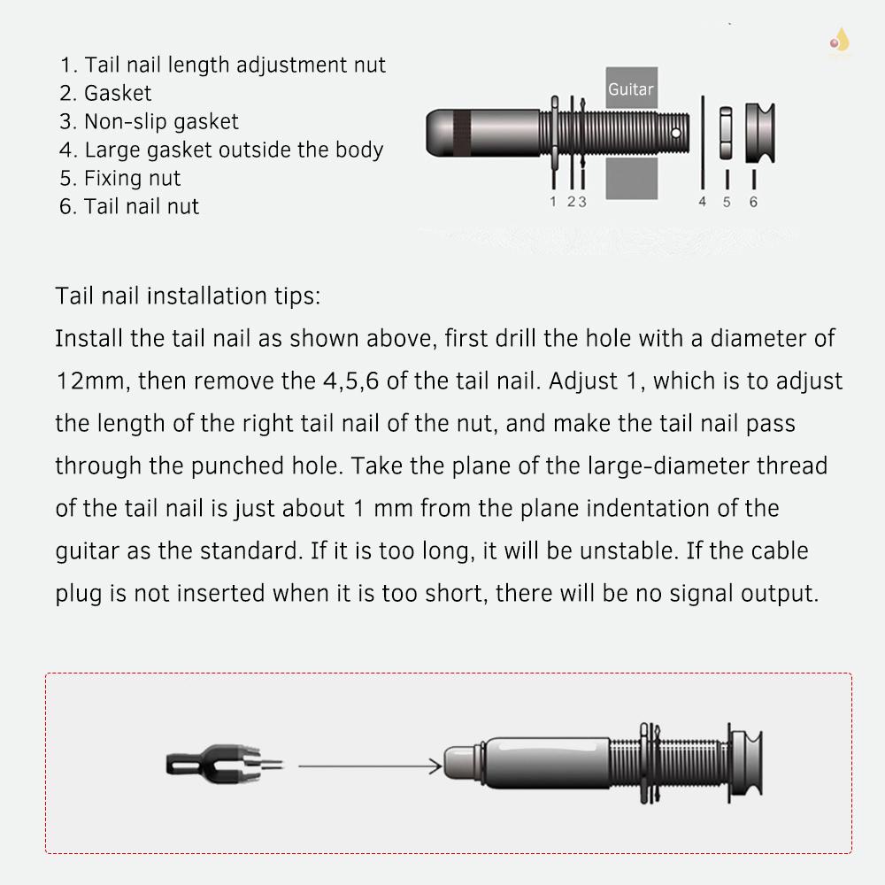 Đầu Nối Pickup Đuôi Ngựa Đàn Guitar Bằng Chất Liệu Đồng Mạ Vàng 6.35mm Female Sang RCA Female