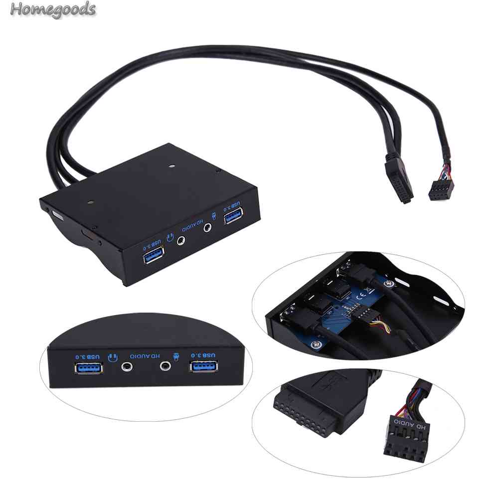 Bộ Chia Cổng Âm Thanh HD 2023 3.5 &quot;20Pin Thành 2 Cổng USB 3.0